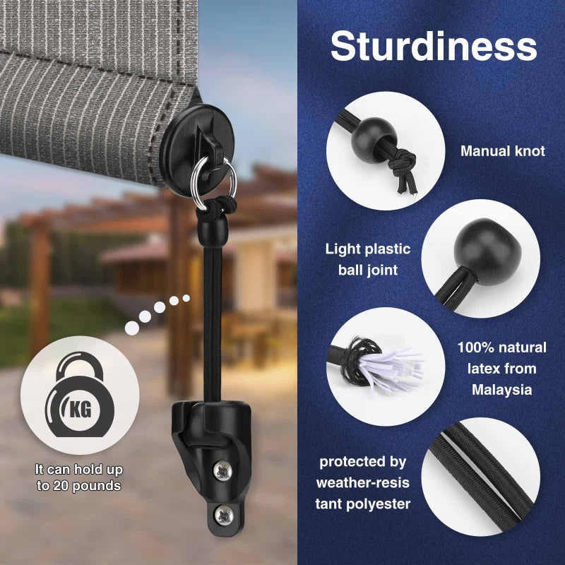 IVYSUN Sun Shade Replacement Parts Shade Tie Downs and End Cap with Ring Kit Reinforced End Cap Weather Resistance Compatible with Coolaroo Exterior Roller Shade Outdoor Blinds(Black 2 Set) - Image 3